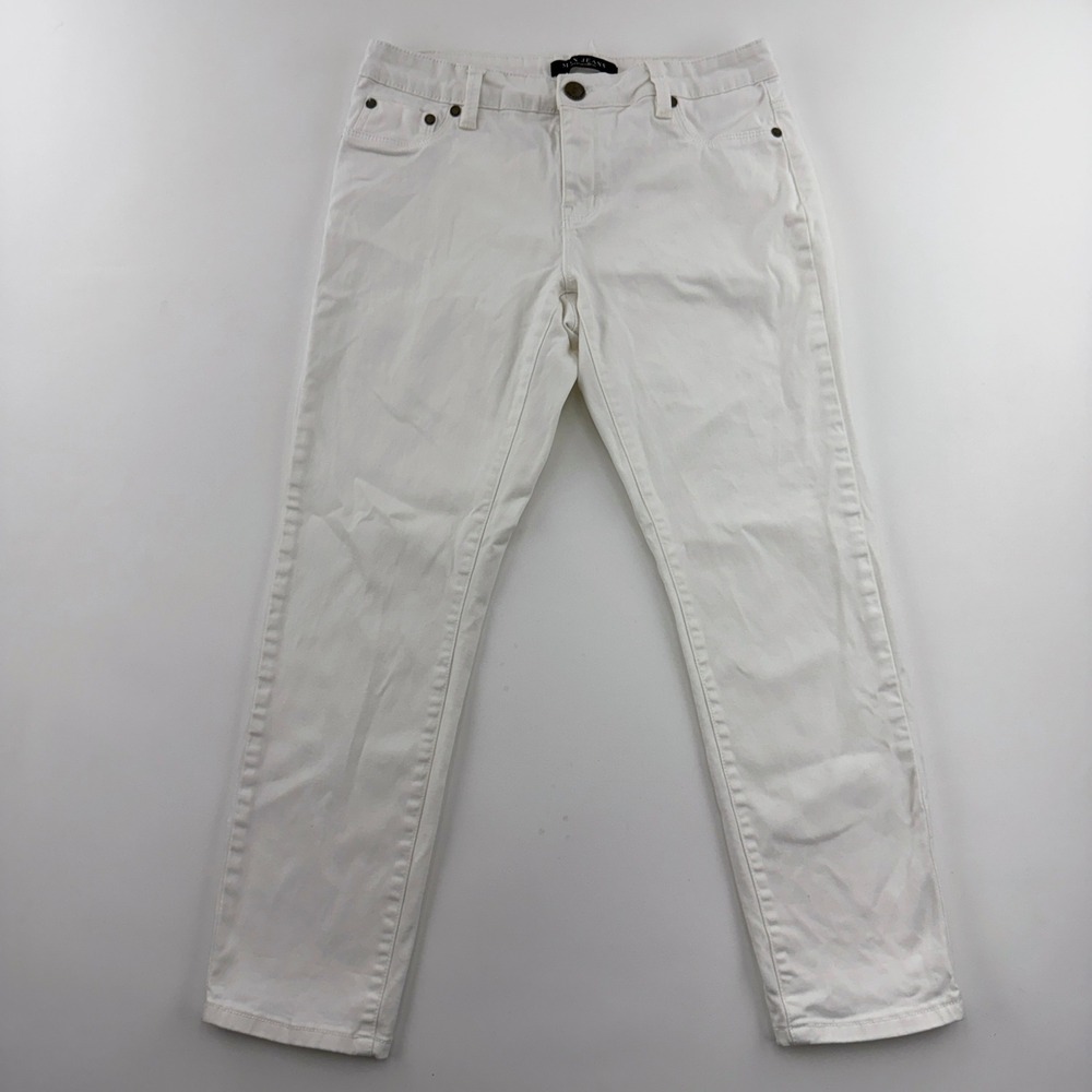 Max Jeans Womens Size 8 White Straight Leg Stretch Denim Jeans Mid Rise